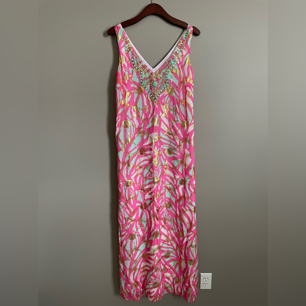 Lilly Pulitzer Mallory Maxi Dress Capri Pink Papaya Playa 2